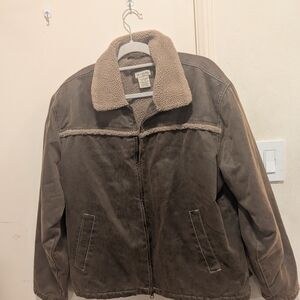 De Coded Brown Sherpa-Lined Jacket Large